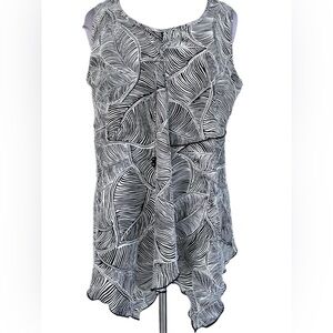 Vintage: Key Lime Pie Tunic - Sleeveless w/Flowing Layers - L - Black & White